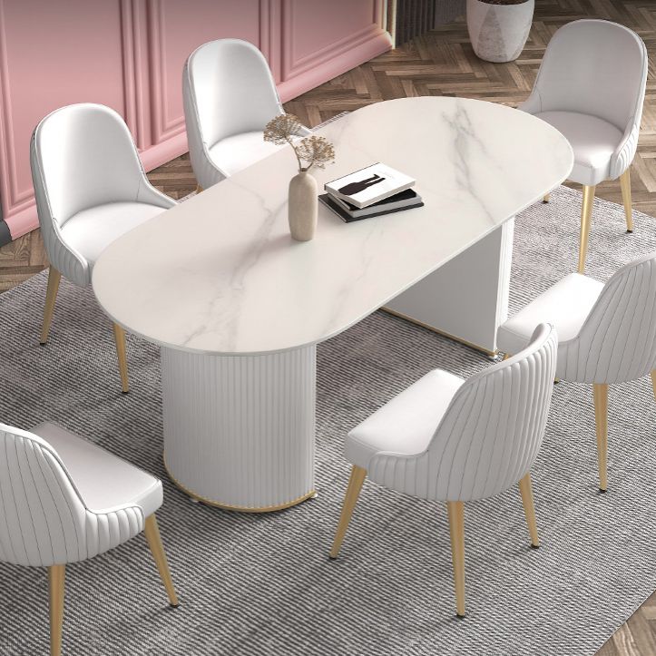 Metal Modern Oval Dining Table Sintered Stone Indoor Table for Dining Room and Kitchen Clearhalo ' dining_table' 'Dining Tables & Seating' 'Dining Tables' 'furn' 'furn_dining_table' 'Furniture' 'furniture_dining_table' 'Kitchen & Dining Furniture' 'kitchen&dining_furn' 'kitchen' 'kitchen_dining_table' 1200x1200_e92f9486-489b-4222-85bf-02ae3a1187c4