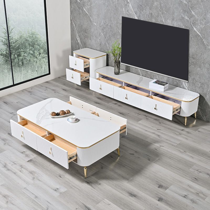 Glam, console multimediale di archiviazione chiusa, supporto TV in pietra con cassetti