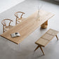 Industrial Wood Dining Table with Double Pedestal Base Table for Dining Room