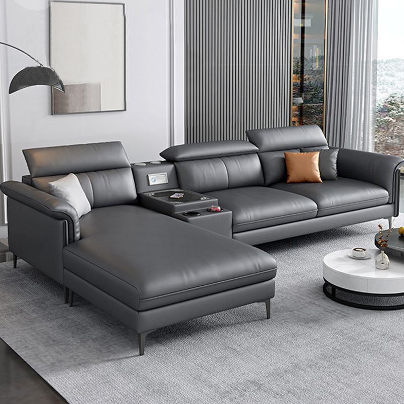 Dark Gray Modern Pillow Top Arm Sectional with Removable Cushions for Living Room Clearhalo 'furn' 'furn_sectionals' 'Furniture' 'furniture_sectionals' 'kitchen' 'kitchen_sectionals' 'Living Room Furniture' 'Sectionals' 1200x1200_e931c1a0-84d4-43d8-812b-a95c9a566239