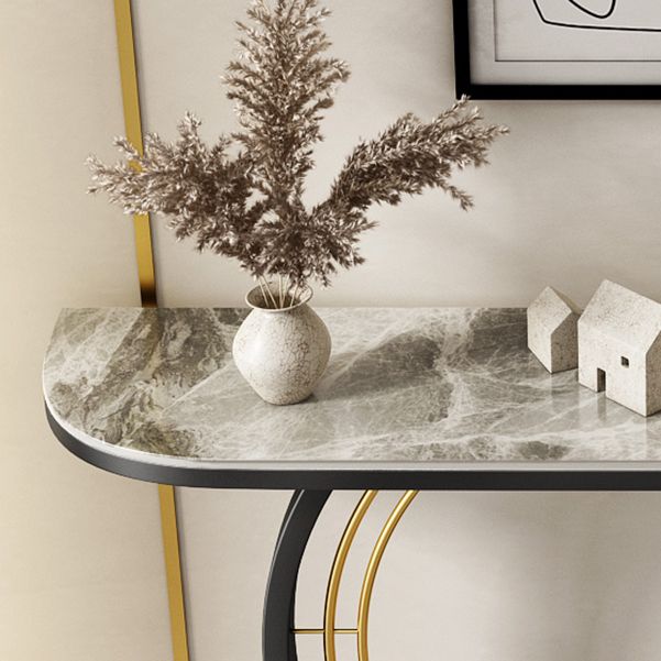 Mesa de acento de la consola de media luna Tabla de acabado antiguo Mesa de sofá en piedra