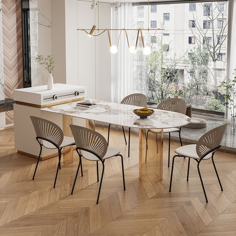 Free Form Modern Dining Table Stone Top Dinette Table with Acrylic Base Clearhalo 'Dining Tables & Seating' 'Dining Tables' 'dining_table' 'furn' 'furn_dining_table' 'Furniture' 'Kitchen & Dining Furniture' 1200x1200_e93583e1-a25c-4883-b848-51292c59d61b