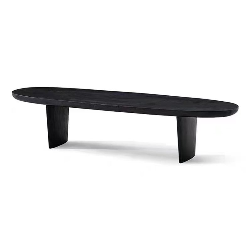 Modern 2 Legs Oval Cocktail Table Wooden Coffee Table in Black Clearhalo 'Coffee & Accent Tables' 'Coffee Tables' 'coffee_tables' 'furn' 'furn_coffee_tables' 'Furniture' 'Living Room Furniture' 1200x1200_e935f9a7-f447-4bb9-880a-39256288a626