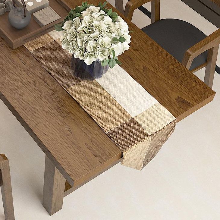 Industrieller Dinette-Tisch, rechteckiger Esstisch aus massivem Holz in Braun