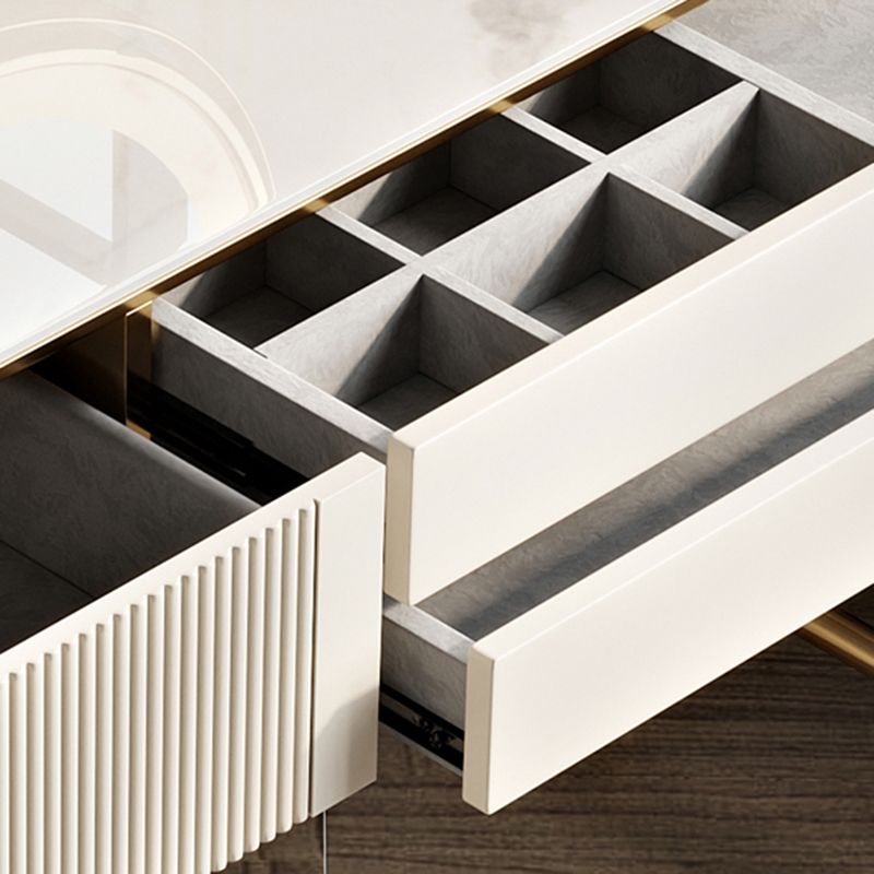 Glam Beige Makeup Vanity Desk 4 Drawer Vanity Dressing Table