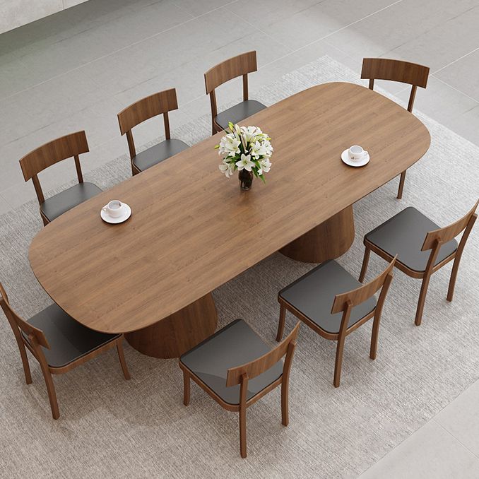 Oval Solid Wood Dining Table Contemporary Dining Table with Double Pedestal Base Clearhalo 'Dining Tables & Seating' 'Dining Tables' 'dining_table' 'furn' 'furn_dining_table' 'Furniture' 'Kitchen & Dining Furniture' 1200x1200_e94087d6-9440-437e-a606-76b8b895522a