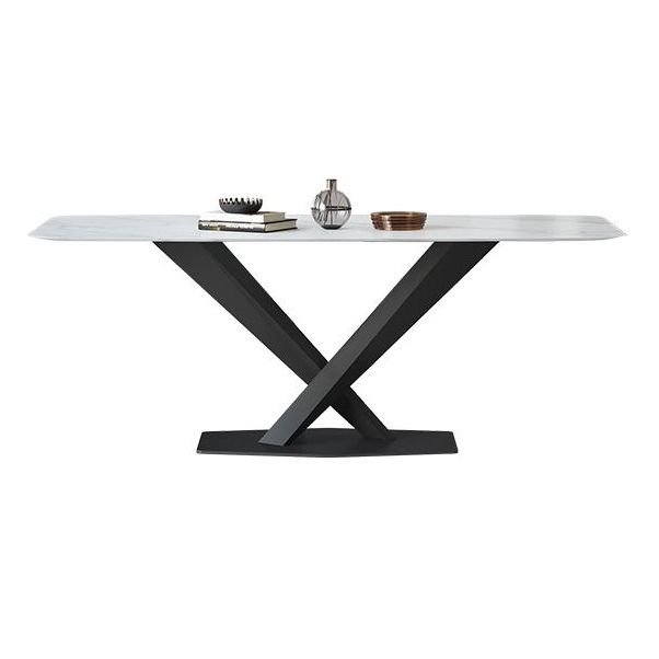 Contemporary Rectangle Shape Kitchen Dining Table Sintered Stone Dining Table with Pedestal Base Clearhalo ' dining_table' 'Dining Tables & Seating' 'Dining Tables' 'furn' 'furn_dining_table' 'Furniture' 'furniture_dining_table' 'Kitchen & Dining Furniture' 'kitchen&dining_furn' 'kitchen' 'kitchen_dining_table' 1200x1200_e9414738-c42b-45ca-a8ea-952a31129870