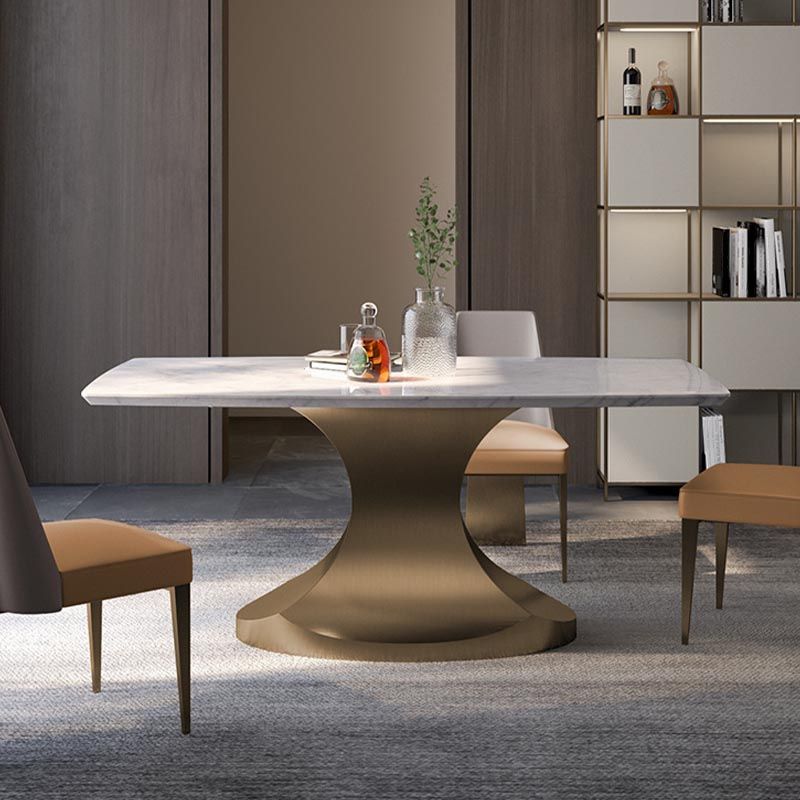 Designer Style Marble Top Dining Set Rectangle 1/4/5 Pieces Dining Room Table Set Clearhalo 'Dining Room Sets' 'Dining Tables & Seating' 'dining_room_set' 'furn' 'furn_dining_room_set' 'Furniture' 'Kitchen & Dining Furniture' 1200x1200_e9430d9b-eb83-4134-b7aa-363de7cd5ed5