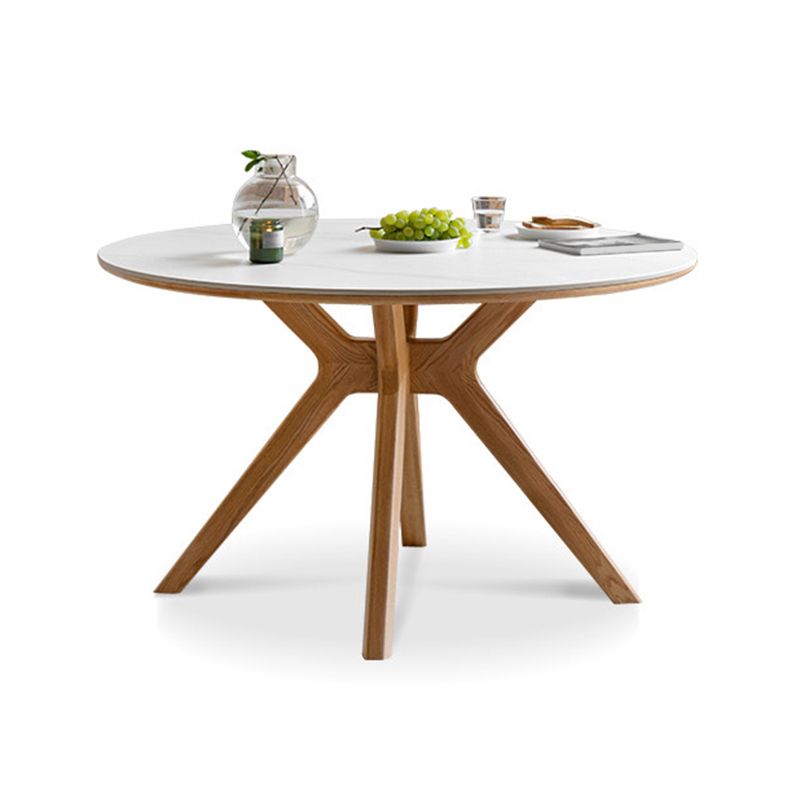 Modern White Stone Top Wood Base Space Saving Dining Table for 6 People Clearhalo 'Dining Tables & Seating' 'Dining Tables' 'dining_table' 'furn' 'furn_dining_table' 'Furniture' 'Kitchen & Dining Furniture' 1200x1200_e9438b22-aa03-4402-b5c7-e3773da27810