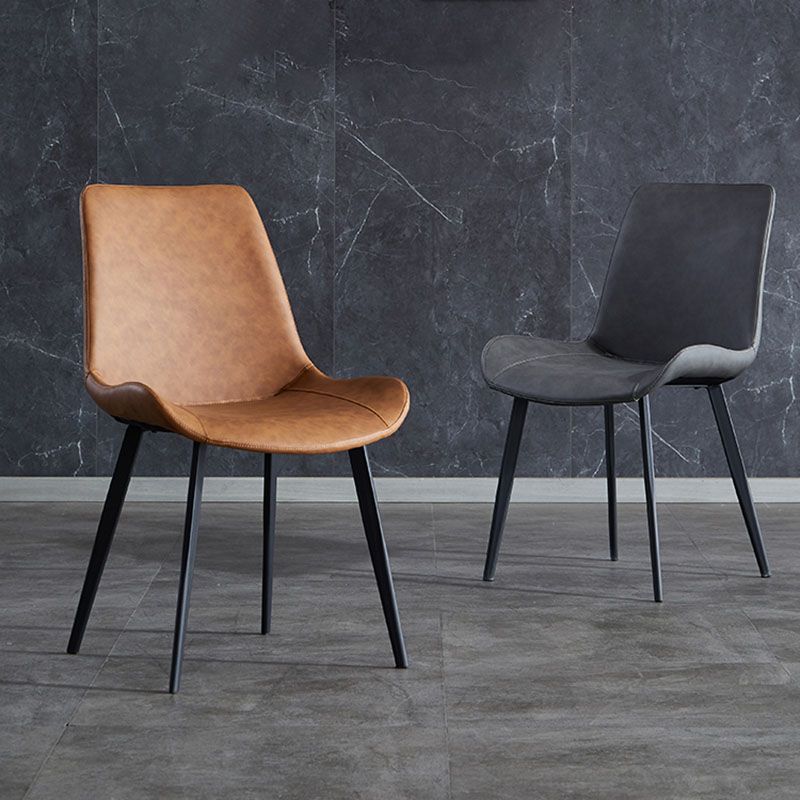 Industrial Arm Solid Back Dining Side Chair Faux Leather Side Chair Clearhalo ' kitchen&dining_furn' 'Dining Chairs' 'Dining Tables & Seating' 'dining_chair' 'furn' 'furn_dining_chair' 'Furniture' 'furniture_dining_chair' 'Kitchen & Dining Furniture' 'kitchen' 1200x1200_e9458368-54c2-4a34-b394-bb1679b3919e