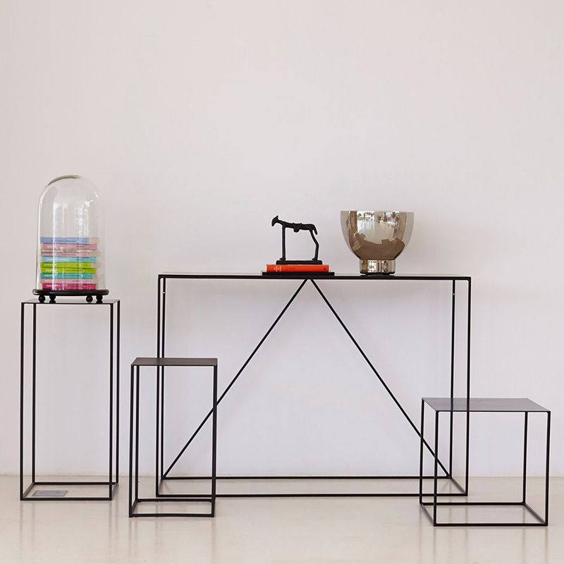 Tabella della console di divano di Ironcraft, 23,62 "Tavolo di accento della console Hall in bianco/nero