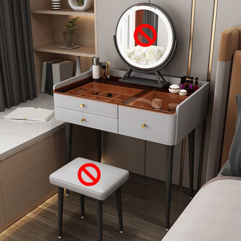 Moderner Massivholz -Make -up -Tischglas Top Eitelkeitstisch mit Stuhl