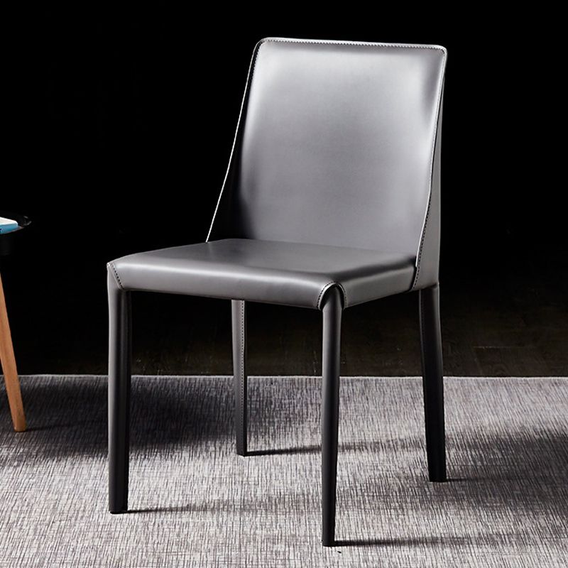 Solid Back Chair Contemporary Modern Leather Indoor-Outdoor Side Chair Clearhalo 'Dining Chairs' 'Dining Tables & Seating' 'dining_chair' 'furn' 'furn_dining_chair' 'Furniture' 'Kitchen & Dining Furniture' 1200x1200_e94855e3-3770-4d5c-ba21-d09d549c9f58
