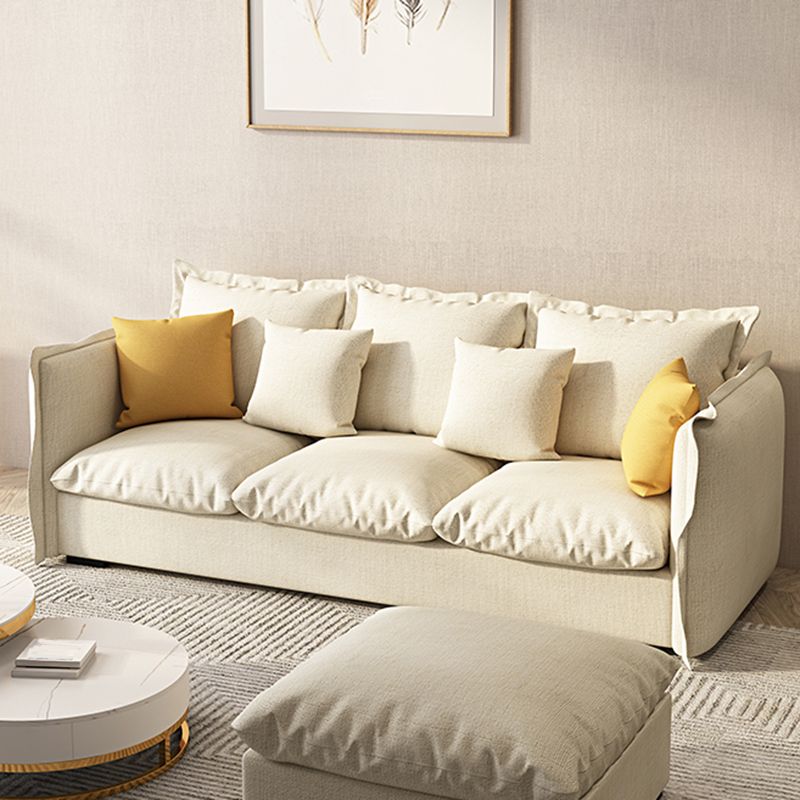 White Faux Leather/Cotton Blend Sofa Square Arm Couch with Pillow Back Clearhalo 'furn' 'furn_sofas' 'Furniture' 'furniture_sofas' 'Living Room Furniture' 'Sofa' 'sofas' 1200x1200_e94896d4-2200-4853-bc2e-7489e1c9fa6d