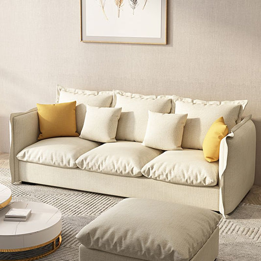 White Faux Leather/Cotton Blend Sofa Square Arm Couch with Pillow Back Clearhalo 'furn' 'furn_sofas' 'Furniture' 'furniture_sofas' 'Living Room Furniture' 'Sofa' 'sofas' 1200x1200_e94896d4-2200-4853-bc2e-7489e1c9fa6d