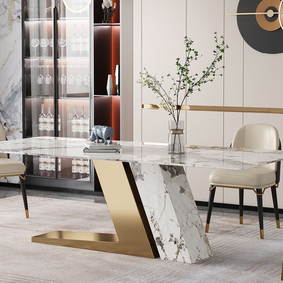 Traditional Luxury Rectangle Home Furniture Stone Double Pedestal Table