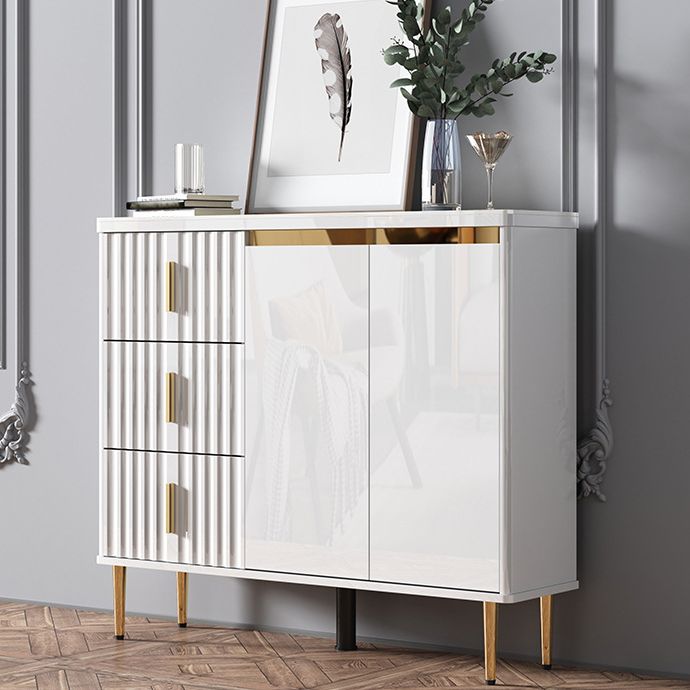 Glam Style Stone Sideboard Buffet Dining Room 34"H 3-Drawers Buffet Server in White Clearhalo 'buffet_sideboard' 'Buffets & Sideboards' 'furn' 'furn_buffet_sideboard' 'Furniture' 'Kitchen & Dining Furniture' 1200x1200_e94bfb38-336f-41cd-8cf7-0ee1a14a4c77