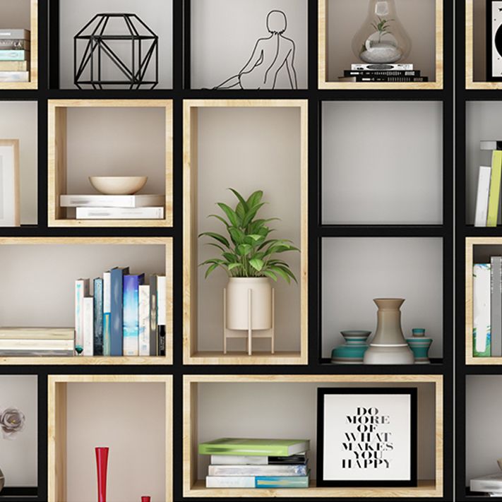 Estantería de estilo moderno marco de metal negro abiertamente estantería para la oficina en casa