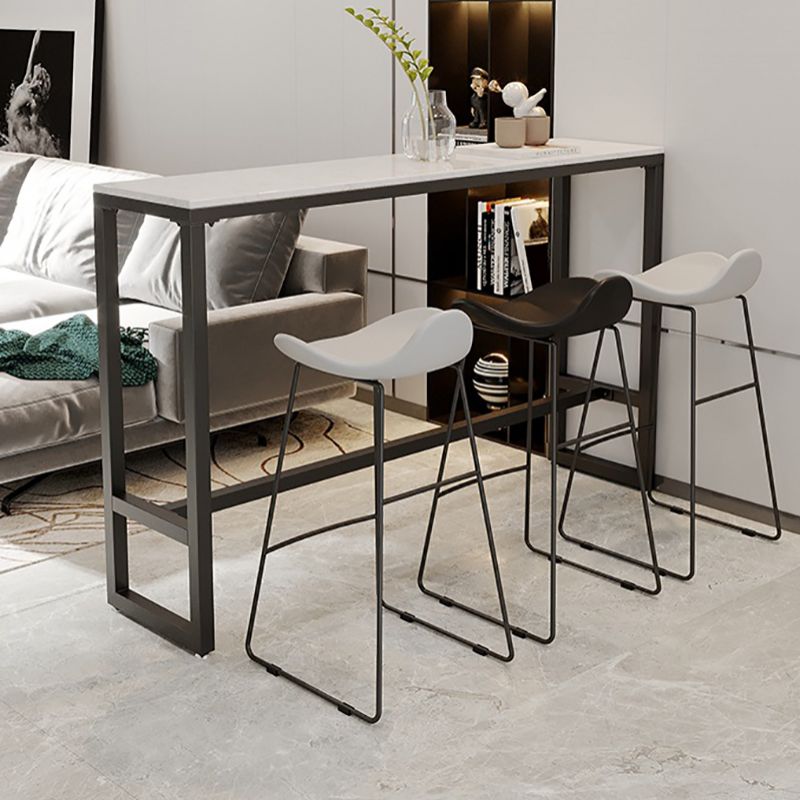 Rectangle Bar Dining Table Modern Bar Dining Table with Trestle Base in Black Clearhalo 'Bar Furniture' 'Bar Tables' 'bar_tables' 'furn' 'furn_bar_tables' 'Furniture' 'furniture_bar_tables' 'Kitchen & Dining Furniture' 1200x1200_e94d7d85-e2fd-4786-b75c-13450dd435d7