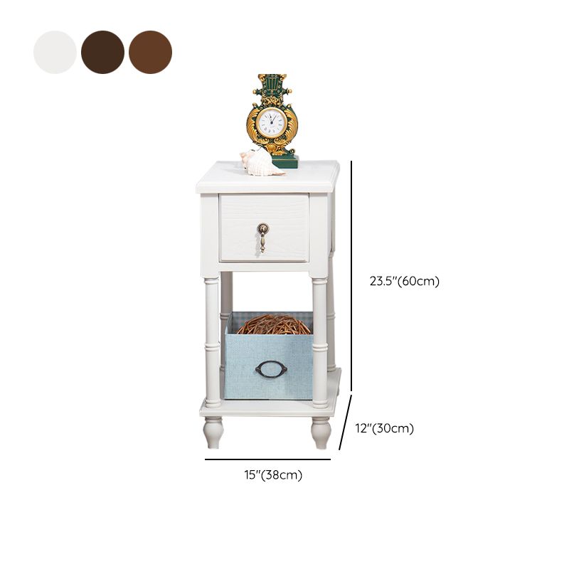 Accento contemporaneo tavolo da comodino in legno massiccio con cassetto