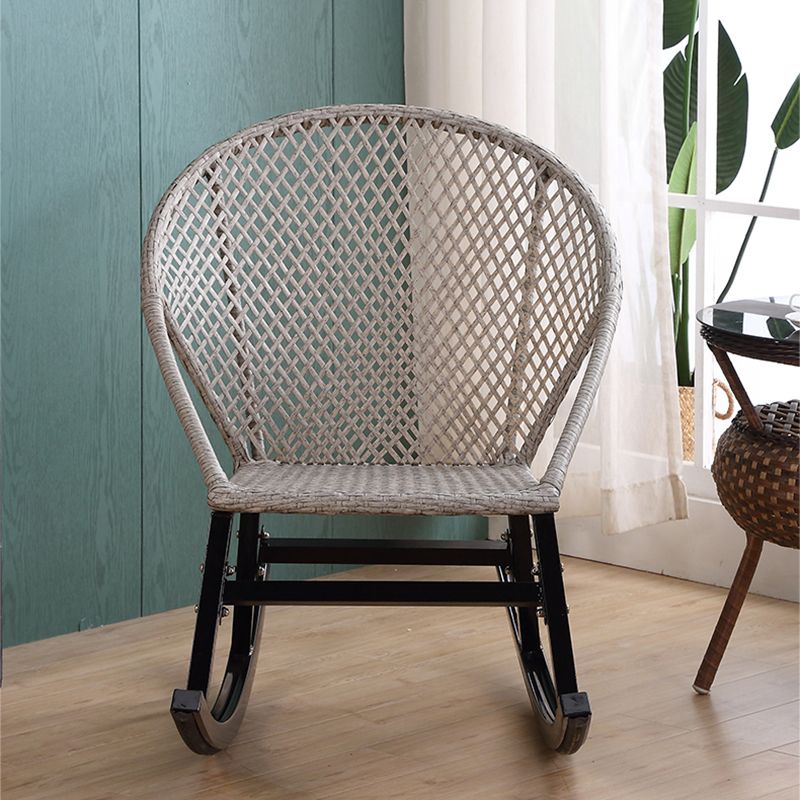 Rattan Rocker Chair Mid-Century Modern Rocking Chair with Gray Frame ...