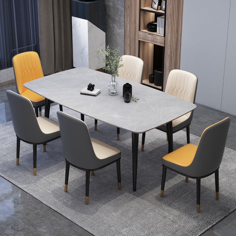 Home Scandinavian Side Chair Metal Solid Back Upholstered Dining Room Chair Clearhalo ' kitchen&dining_furn' 'Dining Chairs' 'Dining Tables & Seating' 'dining_chair' 'furn' 'furn_dining_chair' 'Furniture' 'furniture_dining_chair' 'Kitchen & Dining Furniture' 'kitchen' 1200x1200_e951e965-5fca-431a-bbda-c722ecc27513