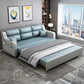 Blue Convertible Sofa Bed Sewn Pillow Back Sofa with Storage