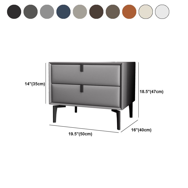 Dennenframe twee laden lederen veelkleurige keuze uit nachtkastje met zwarte tafel voeten