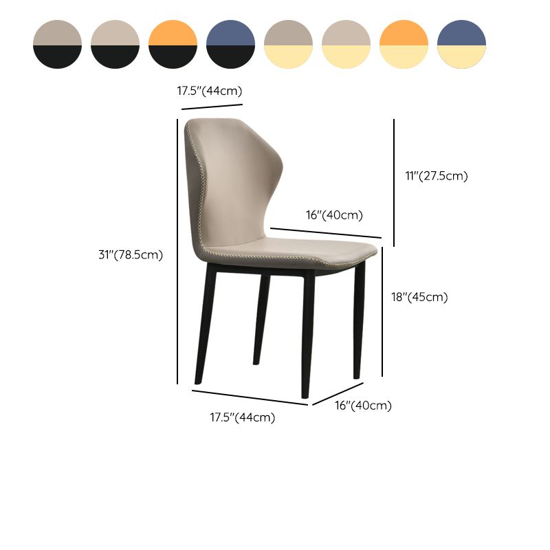 Sillas de comedor de cuero de falso 17.3 "silla de parsons de ala ancha