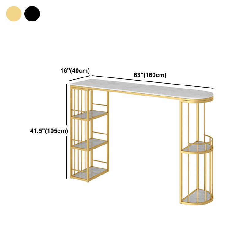 Glam Style Stone Bar Table Semicircle Top Pub Table with Cabinet for Dining Room Clearhalo 'Bar Furniture' 'Bar Tables' 'bar_tables' 'furn' 'furn_bar_tables' 'Furniture' 'Kitchen & Dining Furniture' 1200x1200_e9545aa1-34e6-47e7-bf07-12c776cdbb38