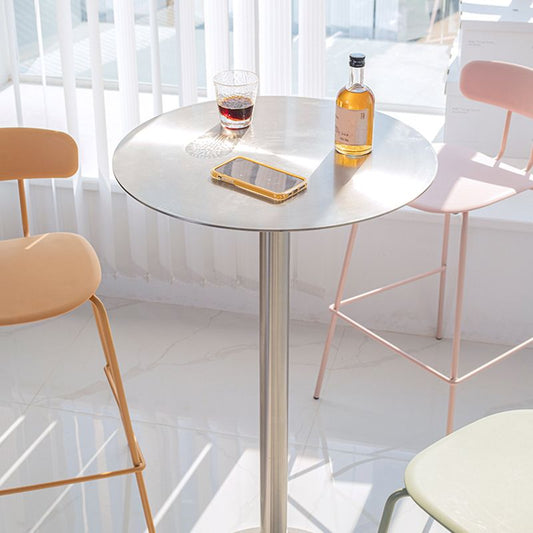 Tavolo da pranzo in metallo industriale tavolo da bar di bistrot rotondo con piedistallo