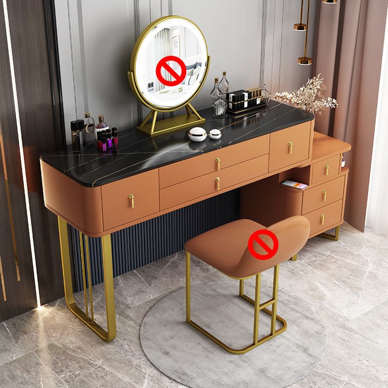 Glam Stone ijdelheidstabellen 15,74 "brede make -uptafel met 7 opbergladen