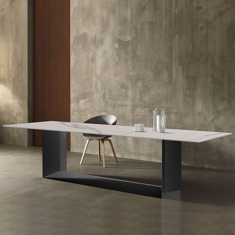 Metal Traditional Luxury Rectangular Table Sintered Stone Table for Kitchen Clearhalo ' dining_table' 'Dining Tables & Seating' 'Dining Tables' 'furn' 'furn_dining_table' 'Furniture' 'furniture_dining_table' 'Kitchen & Dining Furniture' 'kitchen&dining_furn' 'kitchen' 'kitchen_dining_table' 1200x1200_e9567707-3f41-4dd5-99c3-45b5cb4d3afa