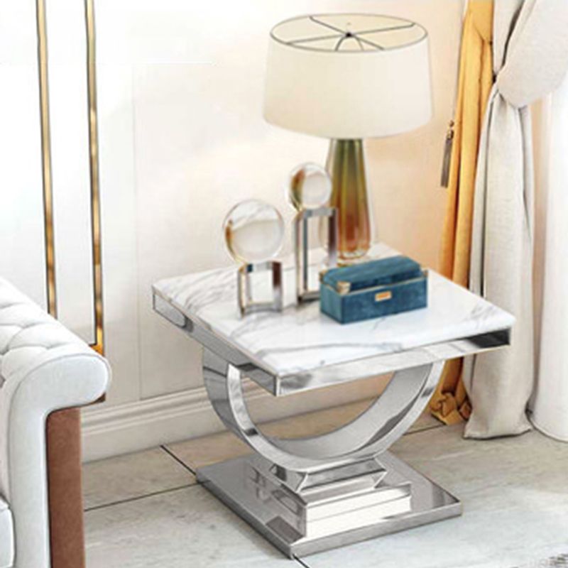 24" L X 24" W X 22" H Clam Square Side Table Metal Pedestal Side Table Clearhalo 'Coffee & Accent Tables' 'End & Side Tables' 'end_side_table' 'end_side_tables' 'furn' 'furn_end_side_tables' 'Furniture' 'furniture_end_side_table' 'Living Room Furniture' 1200x1200_e957abd5-4ff2-48c9-a767-63501c5d523e