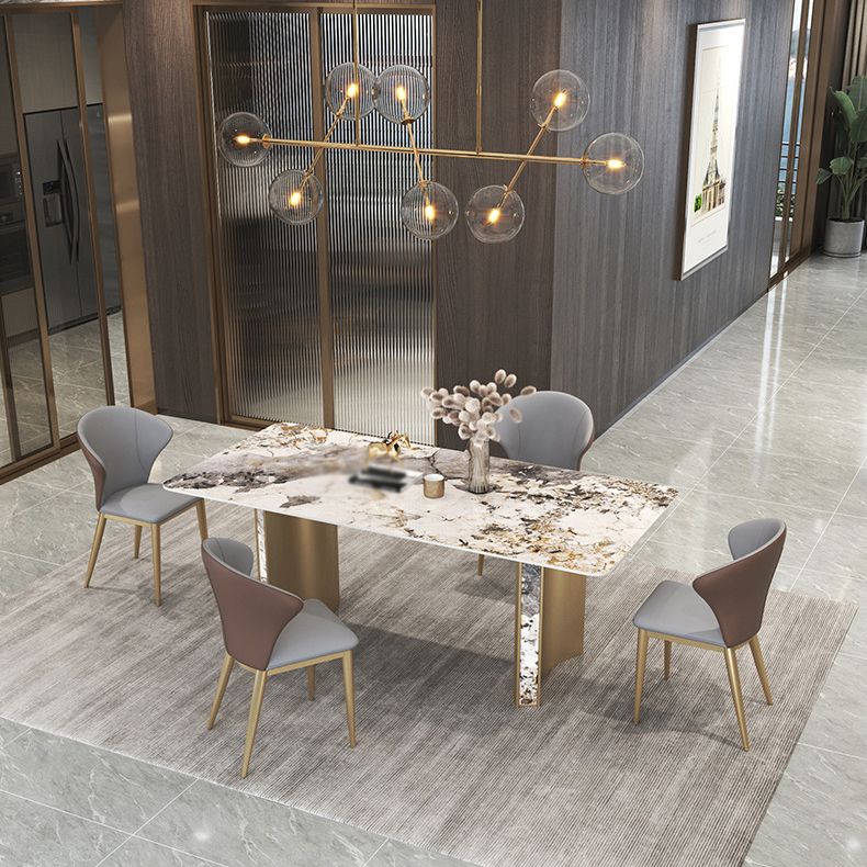 Luxury 1/3/4/5/7 Pieces Dining Set Sintered Stone Top Dining Table with Leather Chairs Clearhalo 'Dining Room Sets' 'Dining Tables & Seating' 'dining_room_set' 'furn' 'furn_dining_room_set' 'Furniture' 'furniture_dining_room_set' 'Kitchen & Dining Furniture' 1200x1200_e95a07e3-8360-4800-8a9d-23a4ac1cef81
