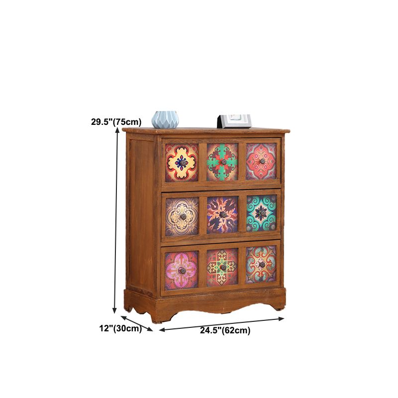 Coffre de rangement traditionnel marron, coffre de lingerie vertical avec tiroirs