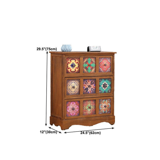 Traditional Brown Storage Chest Vertical Lingerie Chest with Drawers