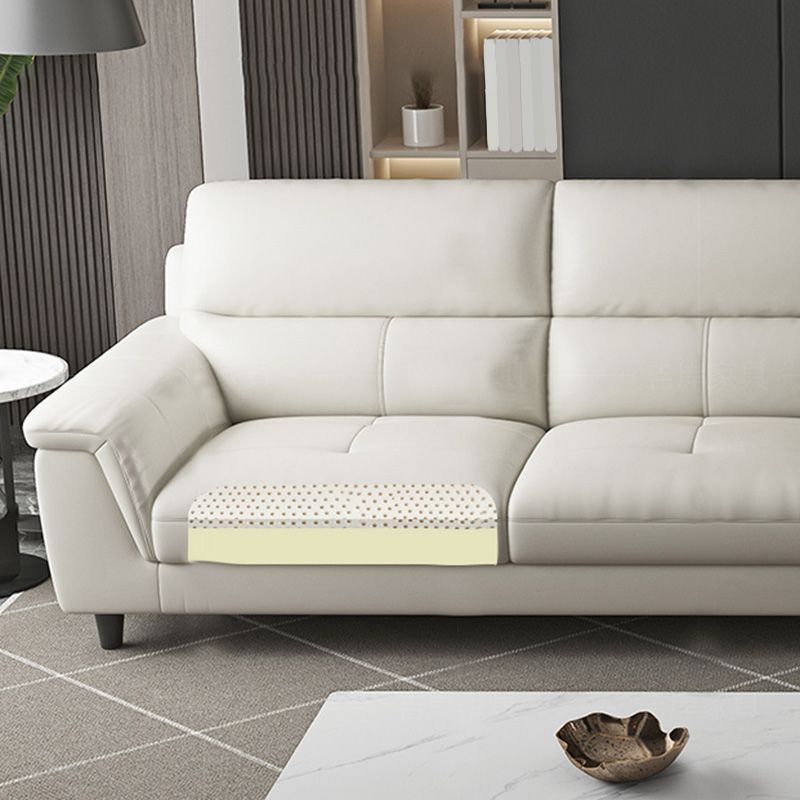 Modern Cream High Back Sofa and Chaise Pillow Top Arm Leather Sectional Clearhalo 'furn' 'furn_sectionals' 'Furniture' 'furniture_sectionals' 'kitchen' 'kitchen_sectionals' 'Living Room Furniture' 'Sectionals' 1200x1200_e95b1ff1-86cd-450b-9593-dc10c9f13799