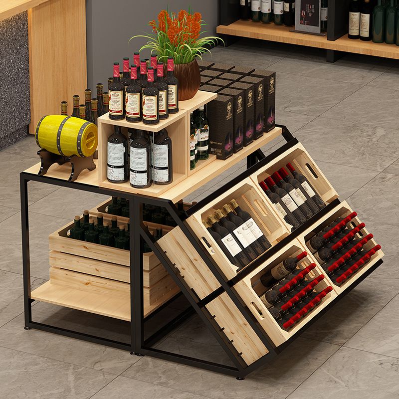 Freestanding Wooden Wine Rack Bottle Industrial Bottle Rack in Natural Wood Clearhalo 'furn' 'furn_wine_racks' 'Furniture' 'Kitchen & Dining Furniture' 'Wine Racks' 'wine_racks' 1200x1200_e95bb7ed-08ef-4ab2-9f22-f7c1aa9d9230