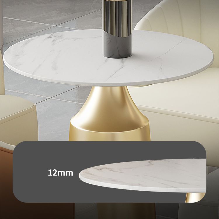Glam Round Dining Table Set 1/5 Pieces Dinette Set with White Stone Top Clearhalo 'Dining Room Sets' 'Dining Tables & Seating' 'dining_room_set' 'furn' 'furn_dining_room_set' 'Furniture' 'Kitchen & Dining Furniture' 1200x1200_e95d5c34-271e-487f-90d4-9123cb7feb66