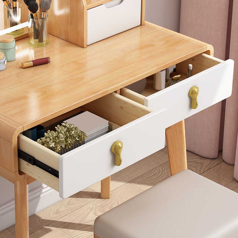 スツールと鏡が付いたソリッドウッドドレッサースカンジナビアの虚栄心