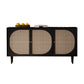 Black Wicker Doors Contemporary Sideboard Solid Wood Buffet Table for Dining Room