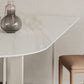 Sintered Stone Dining Table Modern Free Form White Furniture with Double Pedestal for Home