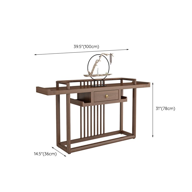 Mesa de consola de 30.71 pulgadas de altura Mesa de acento de madera maciza con estante