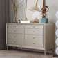 Contemporary Horizontal Double Dresser White/Silver Dresser with Storage for Home