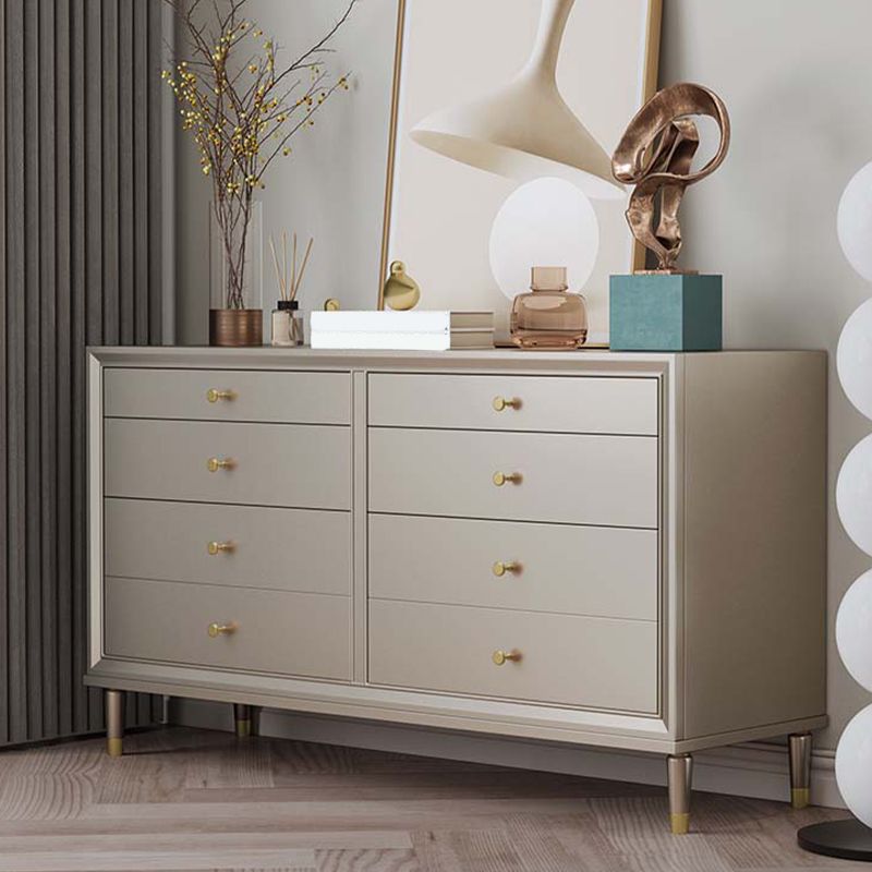 Contemporary Horizontal Double Dresser White/Silver Dresser with Storage for Home