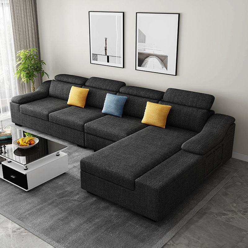 Linen 4-Seater Sectional Sofa with Sloped Arms for Living Room Clearhalo 'furn' 'furn_sectionals' 'Furniture' 'Living Room Furniture' 'Sectionals' 1200x1200_e96598a6-5f51-4a65-97bb-c77e6237208c