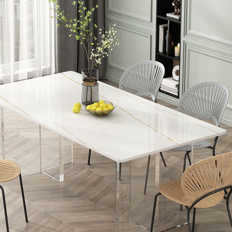 Mesa de comedor rectangular con piedra blanca mesa moderna