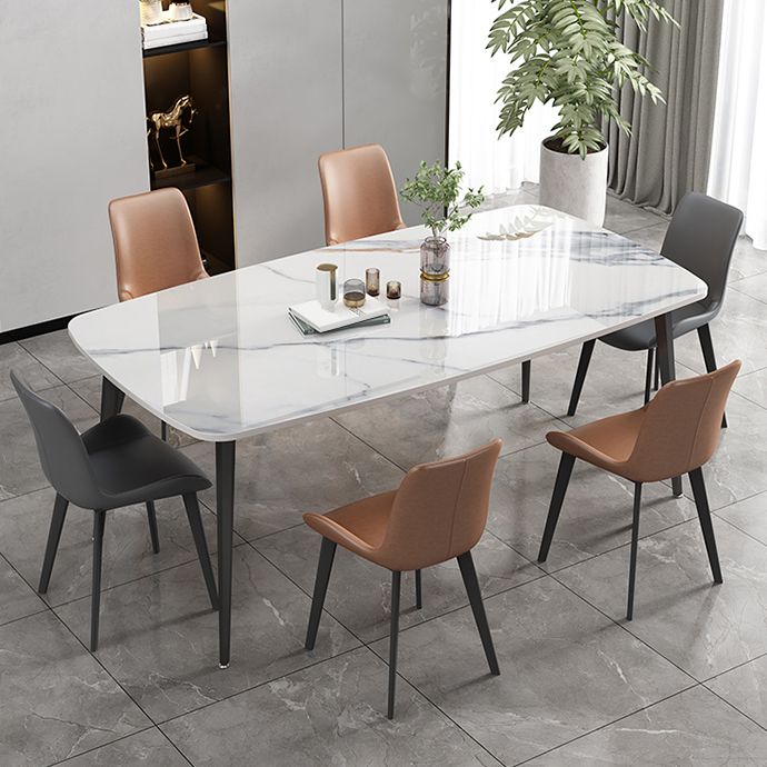 Modern Stone Rectangle Dining Table 4 Metal Legs for Dining Room Clearhalo 'Dining Tables & Seating' 'Dining Tables' 'dining_table' 'furn' 'furn_dining_table' 'Furniture' 'Kitchen & Dining Furniture' 1200x1200_e9680e7b-1a18-4f9b-a909-dd76d9548a23