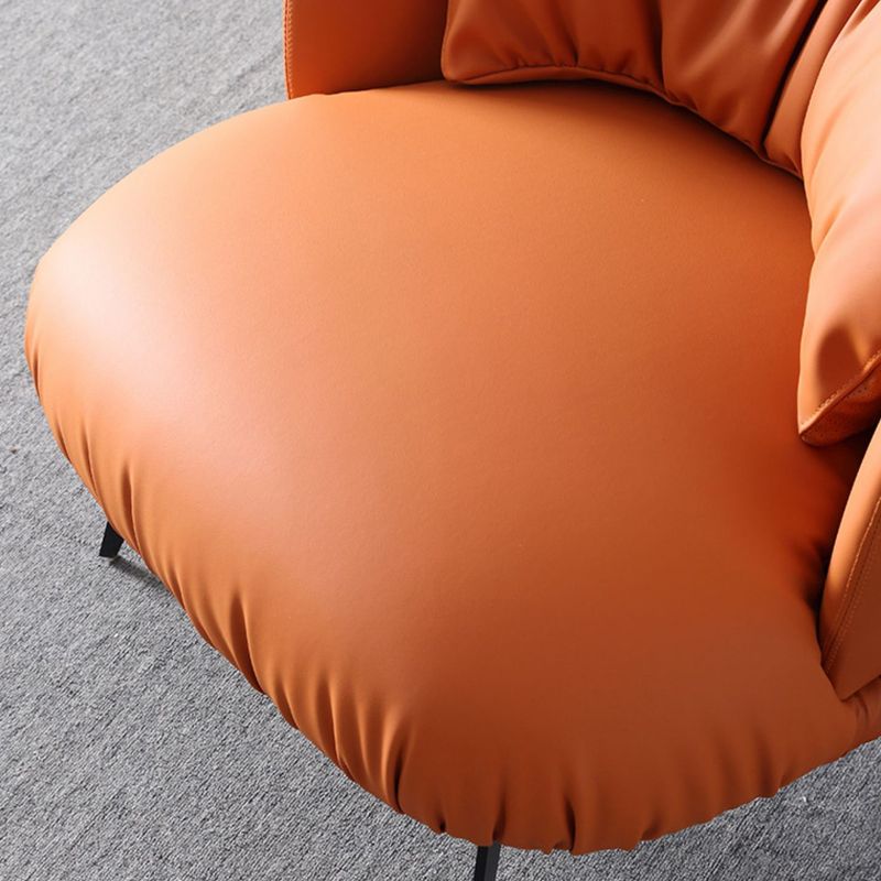 Modern Style Armless Black Metal Leather Lounge Chair with Pillow Back